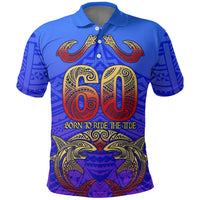 Personalized Polynesian 60th Birthday Polo Shirt Polynesian Tribal Art Vintage Ocean Pattern