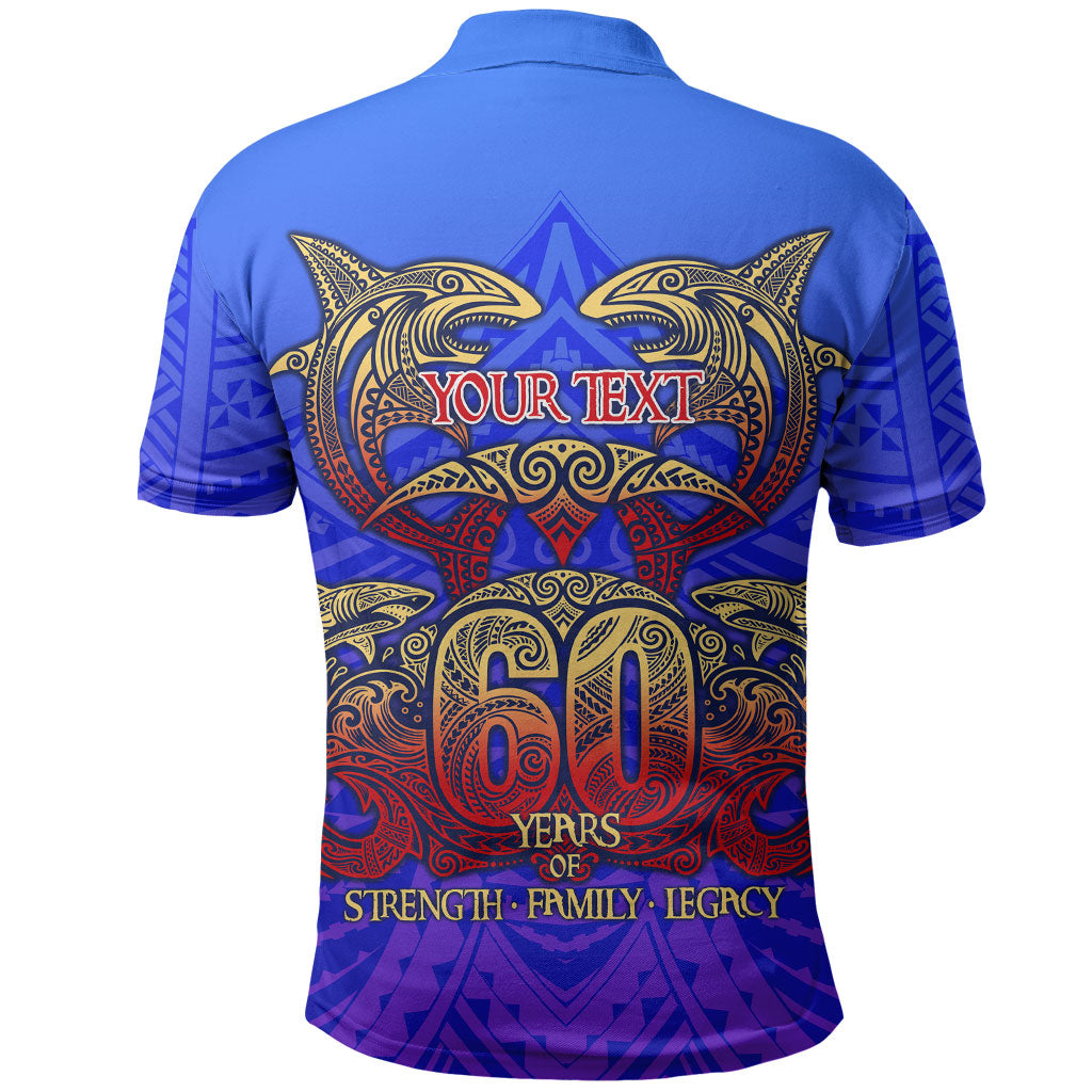 Personalized Polynesian 60th Birthday Polo Shirt Polynesian Tribal Art Vintage Ocean Pattern