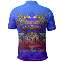 Personalized Polynesian 60th Birthday Polo Shirt Polynesian Tribal Art Vintage Ocean Pattern