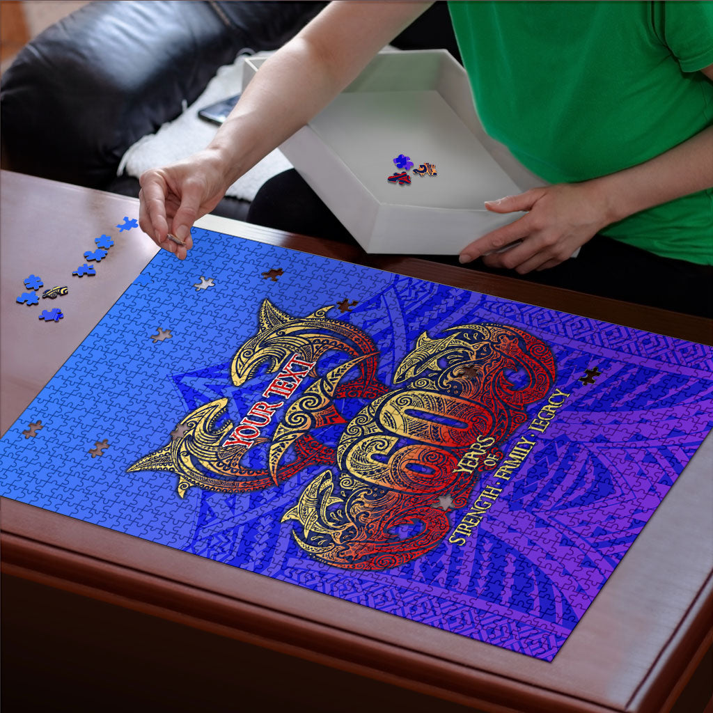 Personalized Polynesian 60th Birthday Puzzle Polynesian Tribal Art Vintage Ocean Pattern