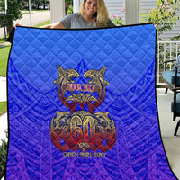 Personalized Polynesian 60th Birthday Quilt Polynesian Tribal Art Vintage Ocean Pattern