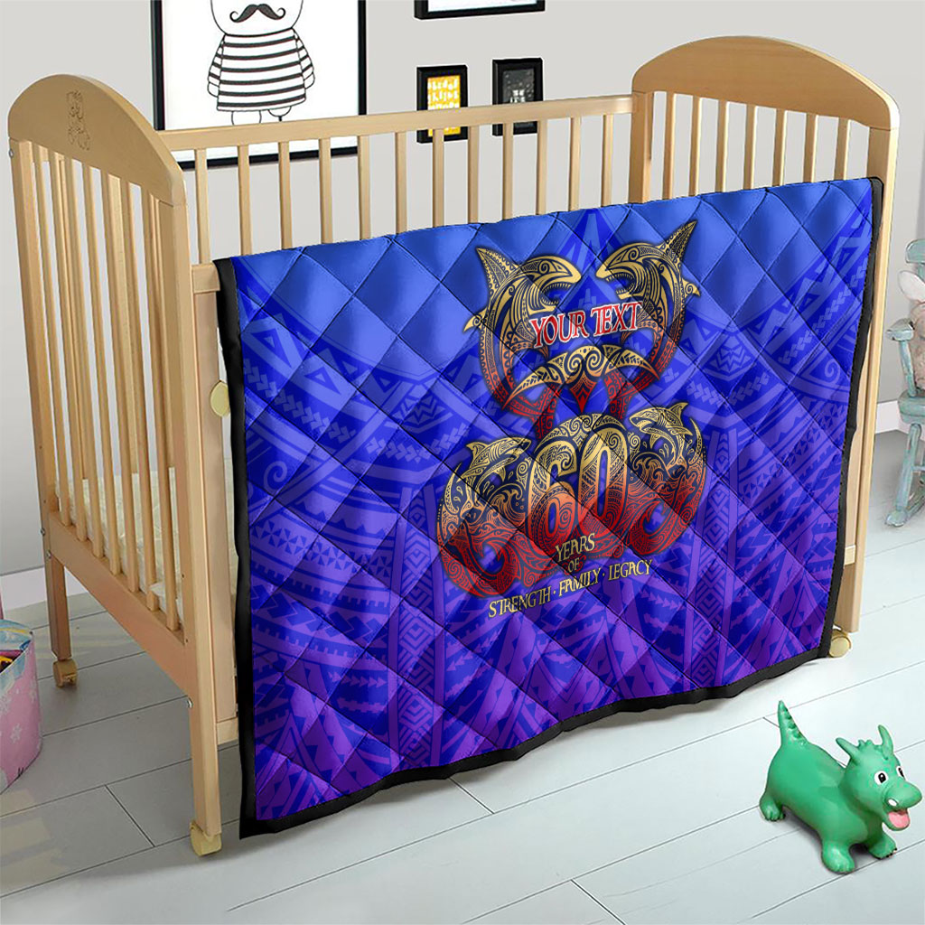 Personalized Polynesian 60th Birthday Quilt Polynesian Tribal Art Vintage Ocean Pattern