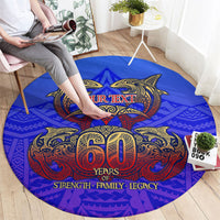 Personalized Polynesian 60th Birthday Round Carpet Polynesian Tribal Art Vintage Ocean Pattern
