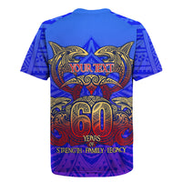 Personalized Polynesian 60th Birthday Rugby Jersey Polynesian Tribal Art Vintage Ocean Pattern