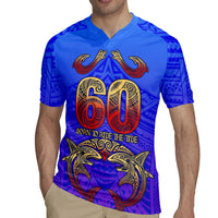 Personalized Polynesian 60th Birthday Rugby Jersey Polynesian Tribal Art Vintage Ocean Pattern