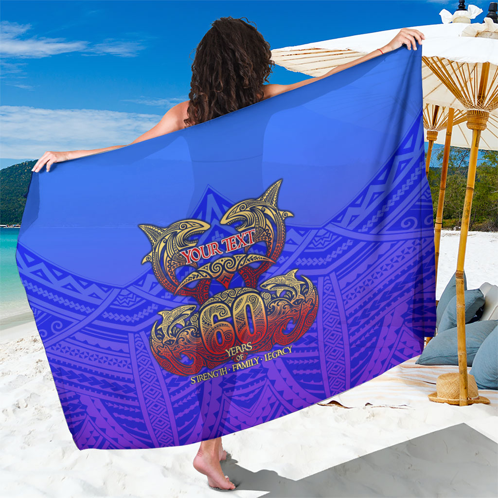 Personalized Polynesian 60th Birthday Sarong Polynesian Tribal Art Vintage Ocean Pattern