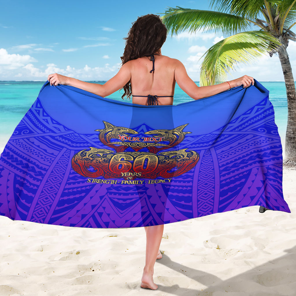 Personalized Polynesian 60th Birthday Sarong Polynesian Tribal Art Vintage Ocean Pattern