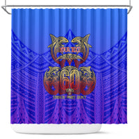 Personalized Polynesian 60th Birthday Shower Curtain Polynesian Tribal Art Vintage Ocean Pattern