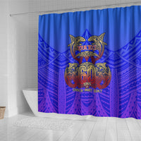 Personalized Polynesian 60th Birthday Shower Curtain Polynesian Tribal Art Vintage Ocean Pattern