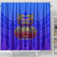 Personalized Polynesian 60th Birthday Shower Curtain Polynesian Tribal Art Vintage Ocean Pattern