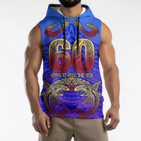 Personalized Polynesian 60th Birthday Sleeveless Hoodie Polynesian Tribal Art Vintage Ocean Pattern TS04 - Polynesian Pride