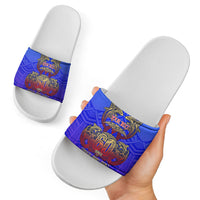 Personalized Polynesian 60th Birthday Slide Sandals Polynesian Tribal Art Vintage Ocean Pattern TS04 - Polynesian Pride