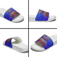 Personalized Polynesian 60th Birthday Slide Sandals Polynesian Tribal Art Vintage Ocean Pattern TS04 - Polynesian Pride