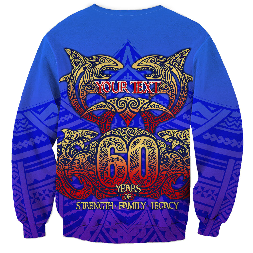 Personalized Polynesian 60th Birthday Sweatshirt Polynesian Tribal Art Vintage Ocean Pattern