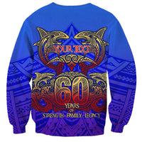 Personalized Polynesian 60th Birthday Sweatshirt Polynesian Tribal Art Vintage Ocean Pattern