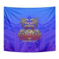 Personalized Polynesian 60th Birthday Tapestry Polynesian Tribal Art Vintage Ocean Pattern