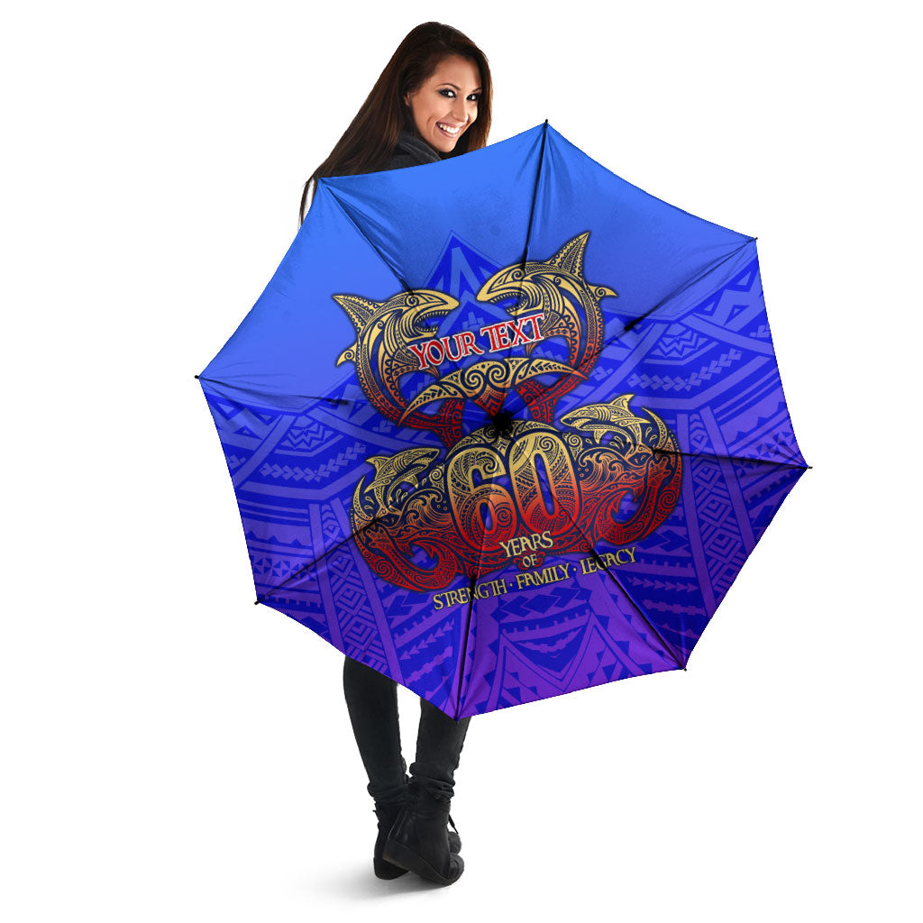 Personalized Polynesian 60th Birthday Umbrella Polynesian Tribal Art Vintage Ocean Pattern