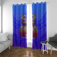Personalized Polynesian 60th Birthday Window Curtain Polynesian Tribal Art Vintage Ocean Pattern TS04 With Grommets Blue Yellow - Polynesian Pride