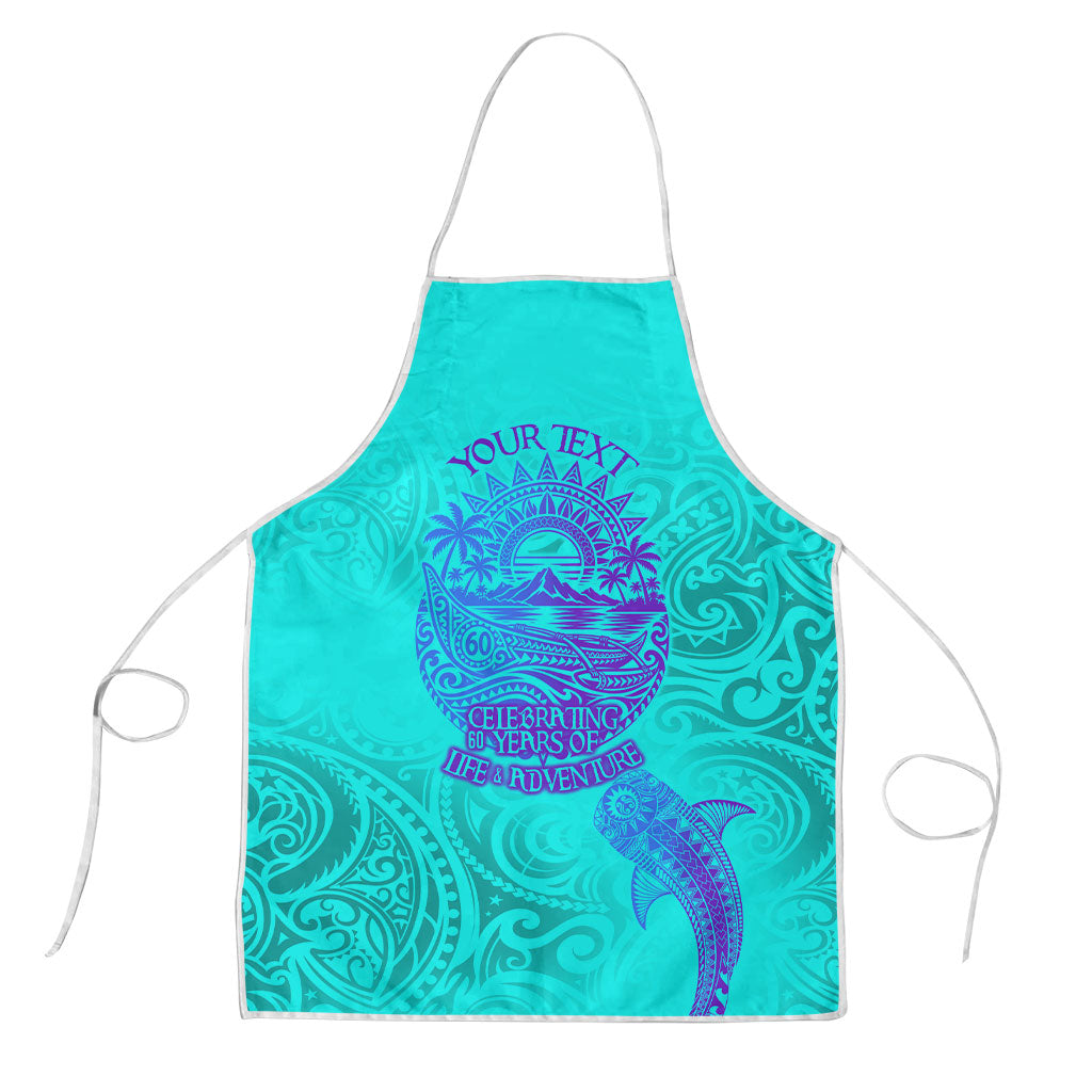 Personalized Polynesian 60th Birthday Island Life Since 1966 Apron Vibrant Tribal Tattoo Ocean Sunset Pattern TS04 Blue Purple - Polynesian Pride