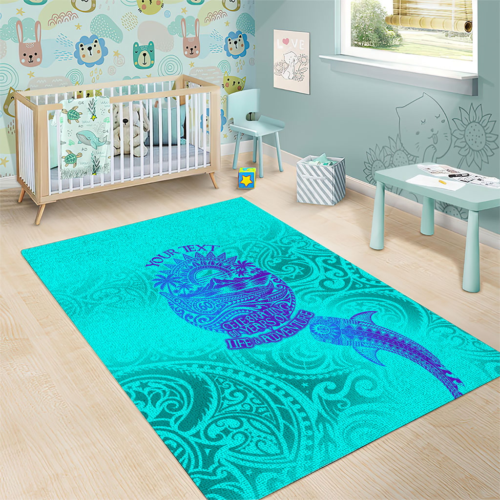 Personalized Polynesian 60th Birthday Island Life Since 1966 Area Rug Vibrant Tribal Tattoo Ocean Sunset Pattern TS04 - Polynesian Pride