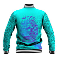 Personalized Polynesian 60th Birthday Island Life Since 1966 Baseball Jacket Vibrant Tribal Tattoo Ocean Sunset Pattern