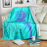Personalized Polynesian 60th Birthday Island Life Since 1966 Blanket Vibrant Tribal Tattoo Ocean Sunset Pattern TS04 Blue Purple - Polynesian Pride
