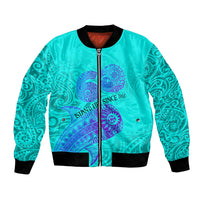 Personalized Polynesian 60th Birthday Island Life Since 1966 Bomber Jacket Vibrant Tribal Tattoo Ocean Sunset Pattern