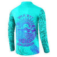 Personalized Polynesian 60th Birthday Island Life Since 1966 Button Sweatshirt Vibrant Tribal Tattoo Ocean Sunset Pattern TS04 - Polynesian Pride