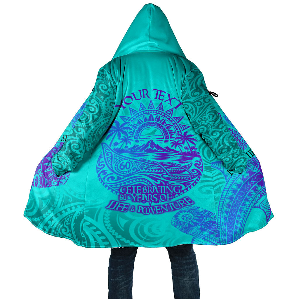 Personalized Polynesian 60th Birthday Island Life Since 1966 Cloak Vibrant Tribal Tattoo Ocean Sunset Pattern TS04 Unisex Blue Purple - Polynesian Pride