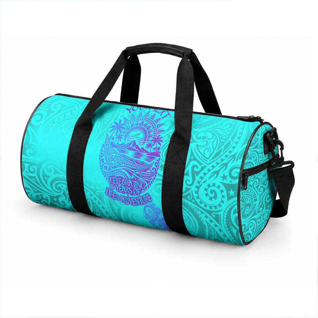 Personalized Polynesian 60th Birthday Island Life Since 1966 Duffle Bag Vibrant Tribal Tattoo Ocean Sunset Pattern TS04 - Polynesian Pride