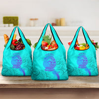 Personalized Polynesian 60th Birthday Island Life Since 1966 Grocery Bag Vibrant Tribal Tattoo Ocean Sunset Pattern TS04 3-pack One Size Blue Purple - Polynesian Pride