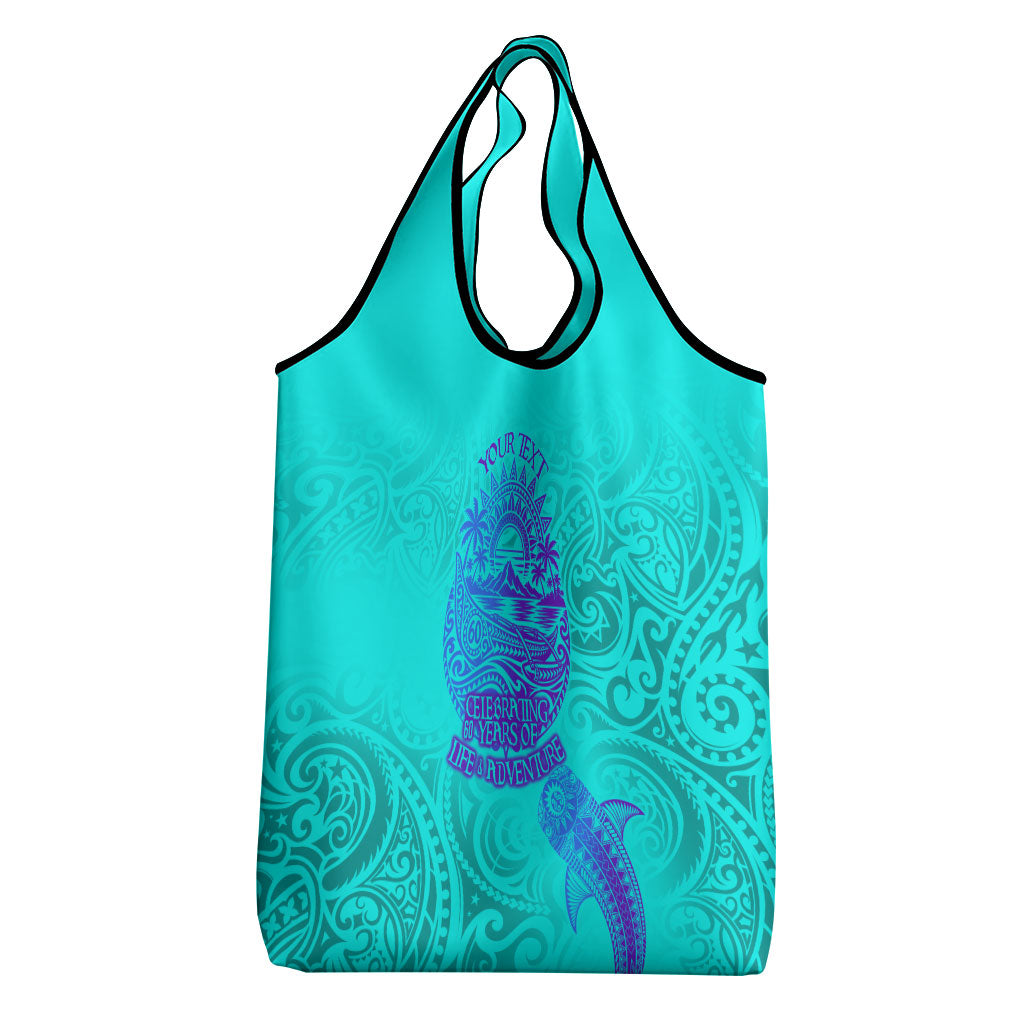 Personalized Polynesian 60th Birthday Island Life Since 1966 Grocery Bag Vibrant Tribal Tattoo Ocean Sunset Pattern TS04 - Polynesian Pride