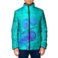 Personalized Polynesian 60th Birthday Island Life Since 1966 Padded Jacket Vibrant Tribal Tattoo Ocean Sunset Pattern