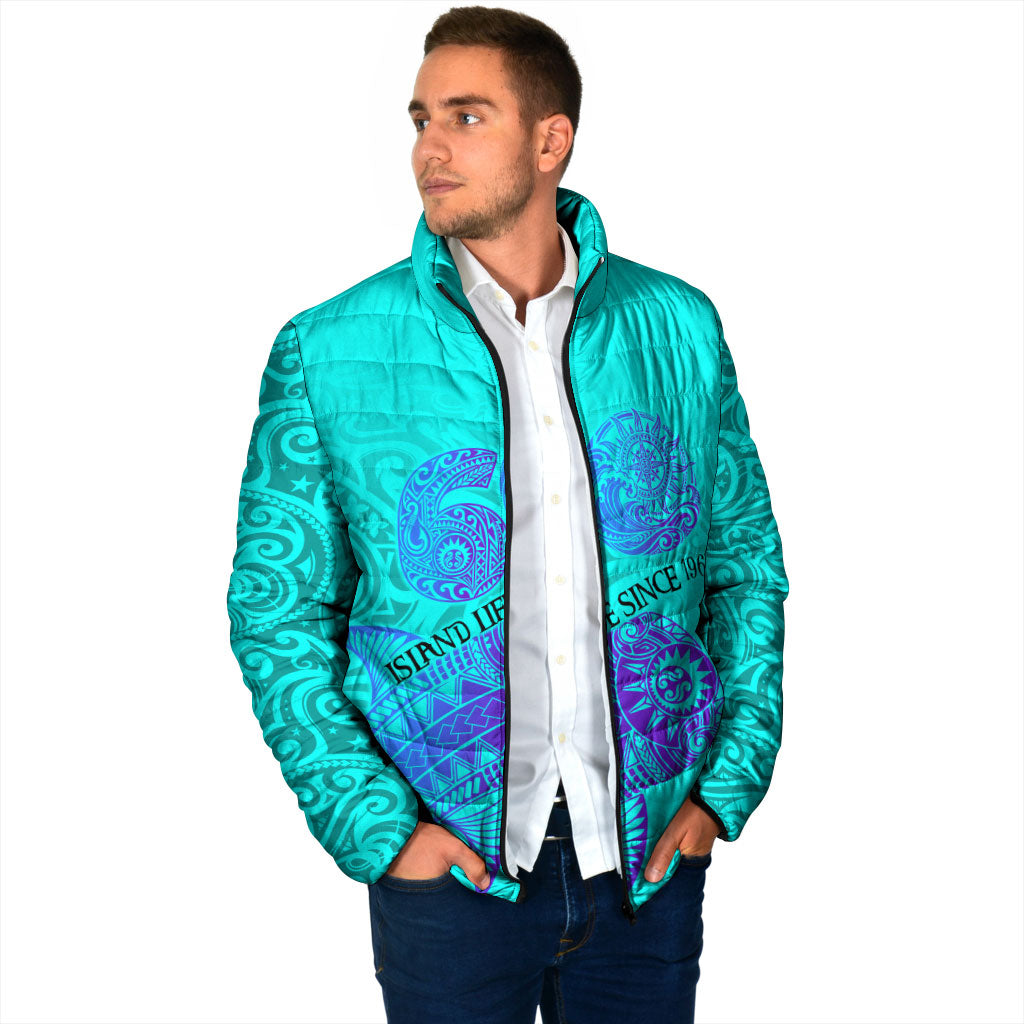 Personalized Polynesian 60th Birthday Island Life Since 1966 Padded Jacket Vibrant Tribal Tattoo Ocean Sunset Pattern