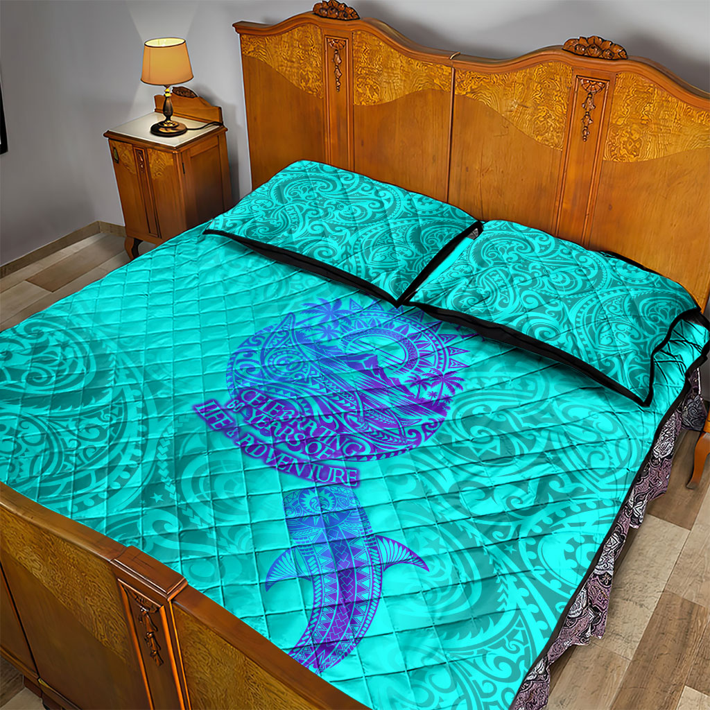 Personalized Polynesian 60th Birthday Island Life Since 1966 Quilt Bed Set Vibrant Tribal Tattoo Ocean Sunset Pattern TS04 - Polynesian Pride