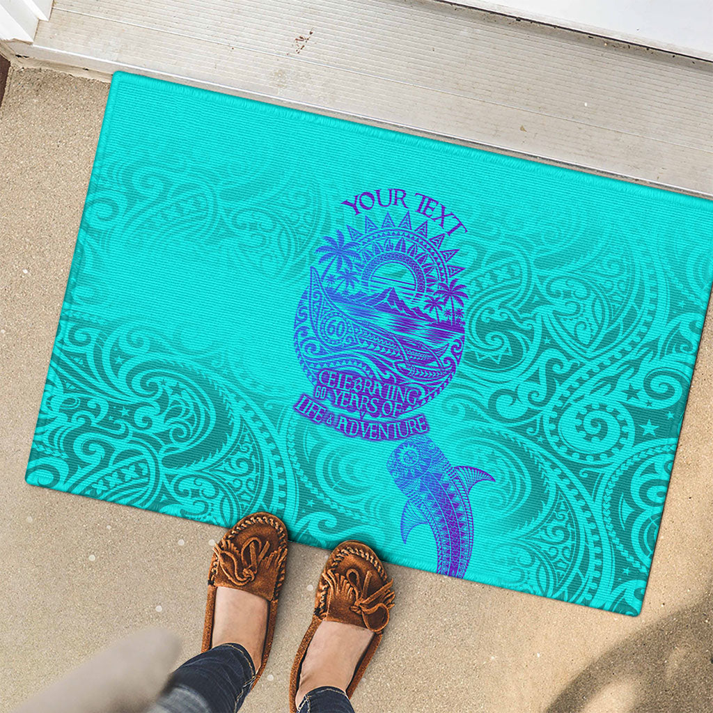 Personalized Polynesian 60th Birthday Island Life Since 1966 Rubber Doormat Vibrant Tribal Tattoo Ocean Sunset Pattern TS04 - Polynesian Pride