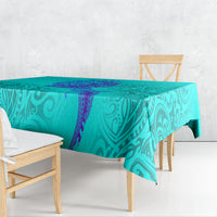 Personalized Polynesian 60th Birthday Island Life Since 1966 Tablecloth Vibrant Tribal Tattoo Ocean Sunset Pattern