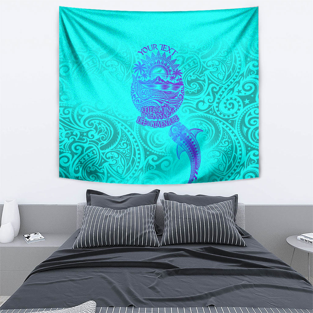 Personalized Polynesian 60th Birthday Island Life Since 1966 Tapestry Vibrant Tribal Tattoo Ocean Sunset Pattern TS04 - Polynesian Pride