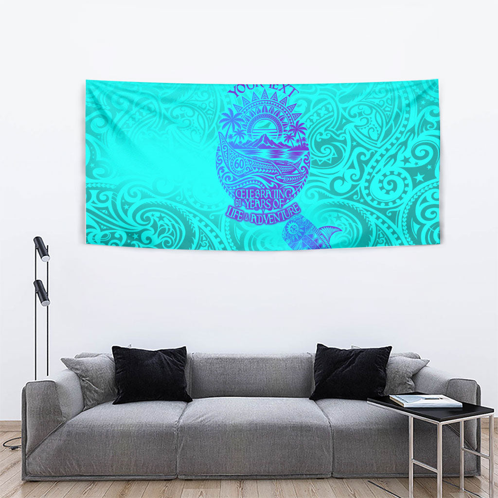 Personalized Polynesian 60th Birthday Island Life Since 1966 Tapestry Vibrant Tribal Tattoo Ocean Sunset Pattern TS04 - Polynesian Pride