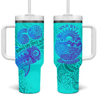 Personalized Polynesian 60th Birthday Island Life Since 1966 Tumbler With Handle Vibrant Tribal Tattoo Ocean Sunset Pattern TS04 One Size: 40 oz Blue Purple - Polynesian Pride