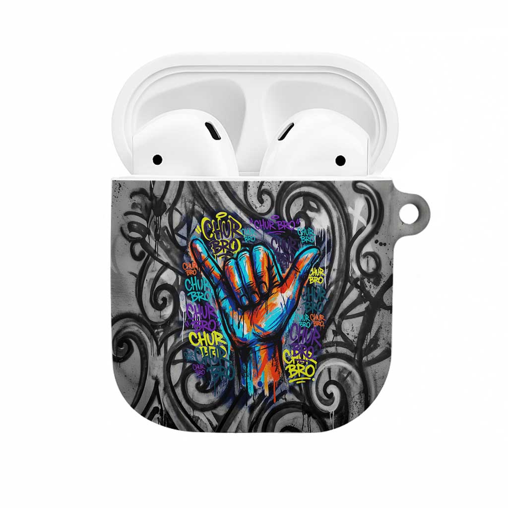 Chur Bro Shaka Sign AirPods Case New Zealand Koru Colorful Graffiti Splash