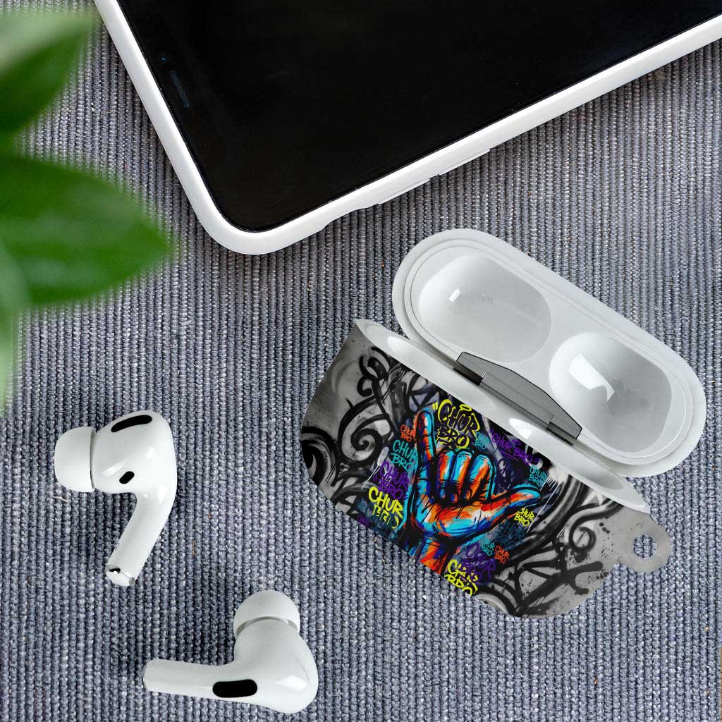 Chur Bro Shaka Sign AirPods Case New Zealand Koru Colorful Graffiti Splash