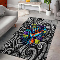 Chur Bro Shaka Sign Area Rug New Zealand Koru Colorful Graffiti Splash