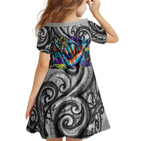 Chur Bro Shaka Sign Family Matching Off Shoulder Short Dress and Hawaiian Shirt New Zealand Koru Colorful Graffiti Splash