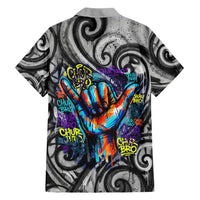 Chur Bro Shaka Sign Family Matching Off Shoulder Short Dress and Hawaiian Shirt New Zealand Koru Colorful Graffiti Splash