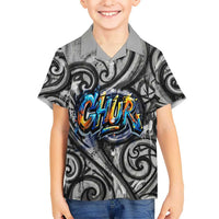 Chur Bro Shaka Sign Family Matching Puletasi and Hawaiian Shirt New Zealand Koru Colorful Graffiti Splash TS04 Son's Shirt Multicolor - Polynesian Pride