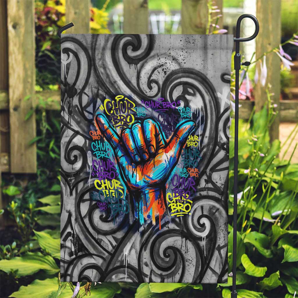 Chur Bro Shaka Sign Garden Flag New Zealand Koru Colorful Graffiti Splash TS04 Garden Flag Multicolor - Polynesian Pride