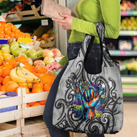Chur Bro Shaka Sign Grocery Bag New Zealand Koru Colorful Graffiti Splash