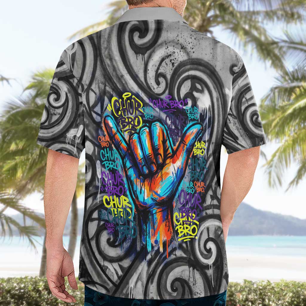 Chur Bro Shaka Sign Hawaiian Shirt New Zealand Koru Colorful Graffiti Splash