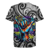 Chur Bro Shaka Sign Rugby Jersey New Zealand Koru Colorful Graffiti Splash